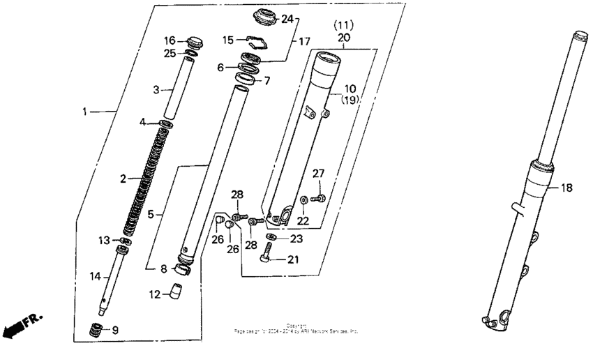 Vt1100c2front fork