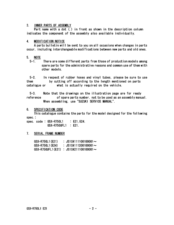 GSX-R750 Catalog preface