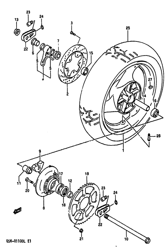 Rear wheel complete assy