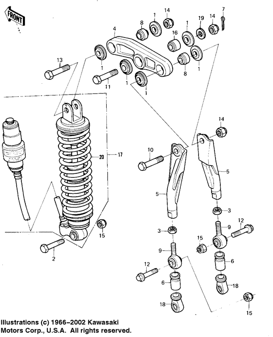 Rear suspension/shock absorber