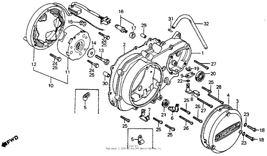 Left crankcase cover + alternator