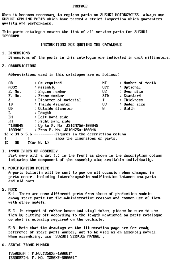 TS50 Catalog preface