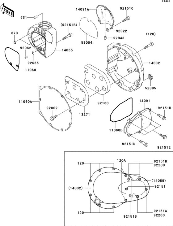 EJ650 Крышки двигателя правые