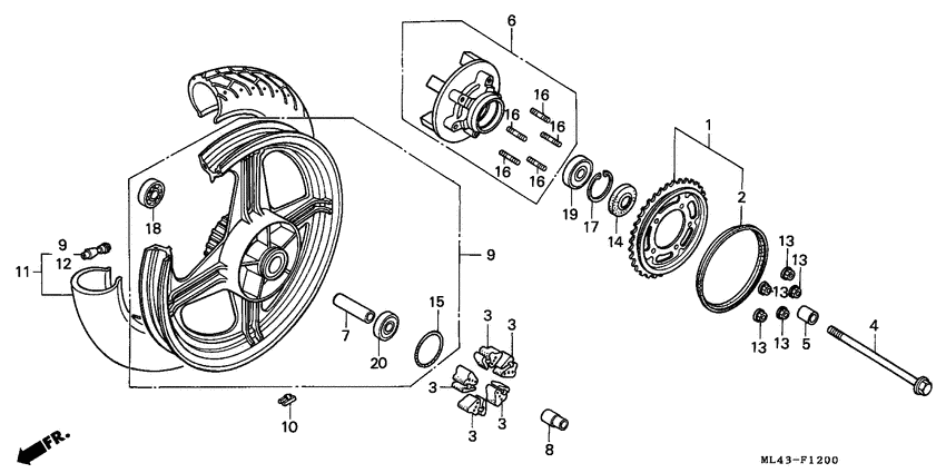 Rear wheel complete assy