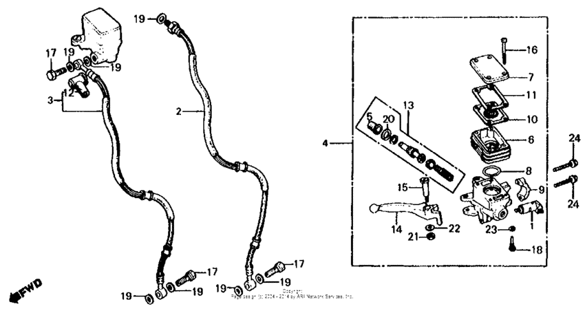 Front brake master cylinder 80