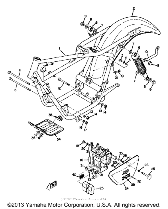 Frame, rear cushion & rear fender