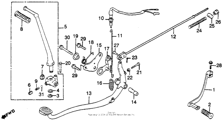 Brake pedal + gearshift pedal