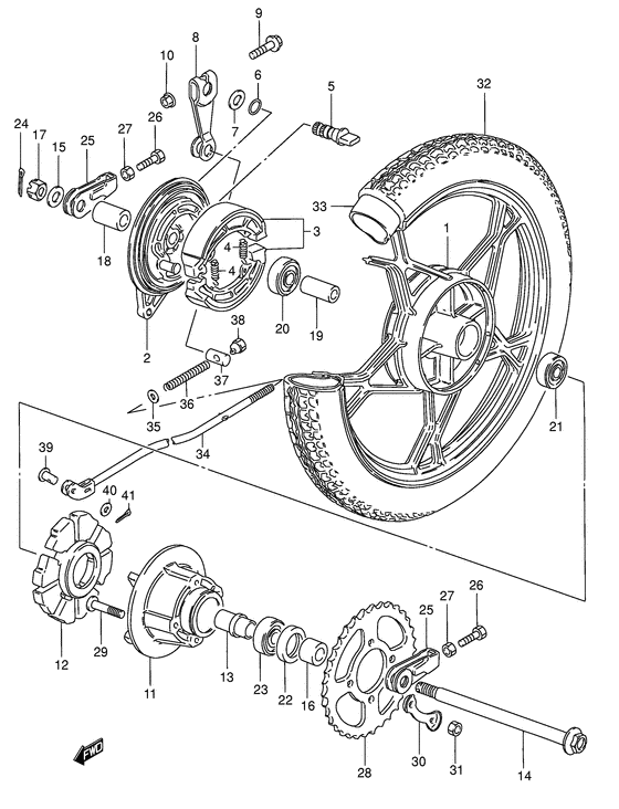 Rear wheel complete assy