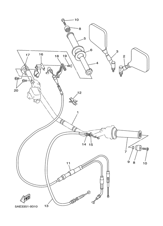 Steering handle. cable