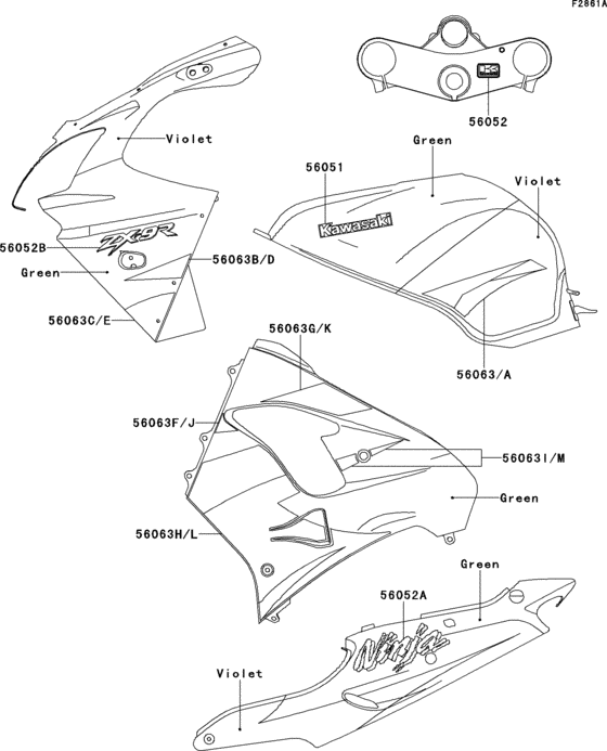 ZX900 Decals(green / violet)(zx900-e1)
