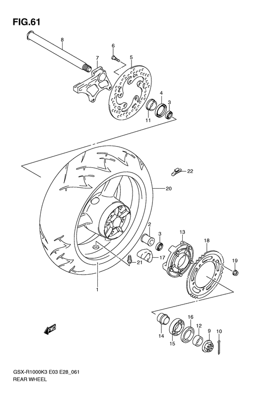 Rear wheel complete assy