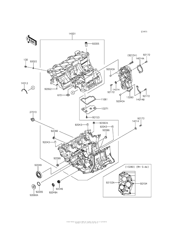 ZX636 Картер двигателя