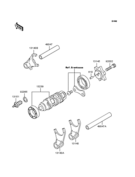Gear change drum & forks