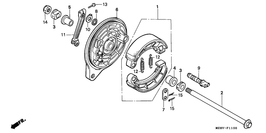 VT600CD Задний тормоз