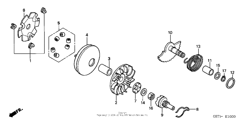 Drive face + kick starter spindle