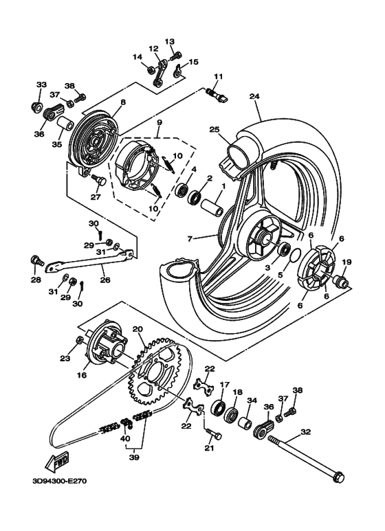 Rear wheel complete assy