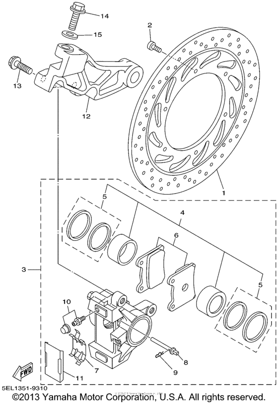 XVS1100P Задний суппорт