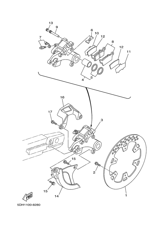 WR250Z Задний суппорт