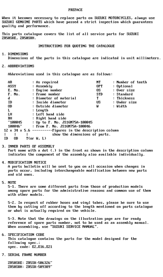 ZR50 Catalog preface