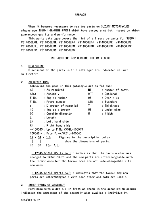 VS1400 Catalog preface