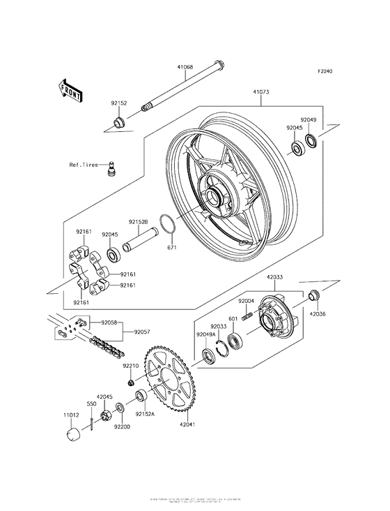 EX650 Заднее колесо и цепь