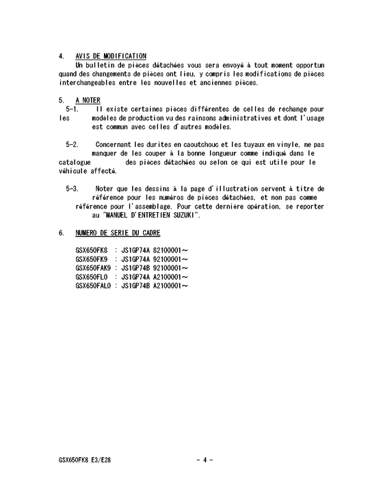 GSX650F Catalog preface