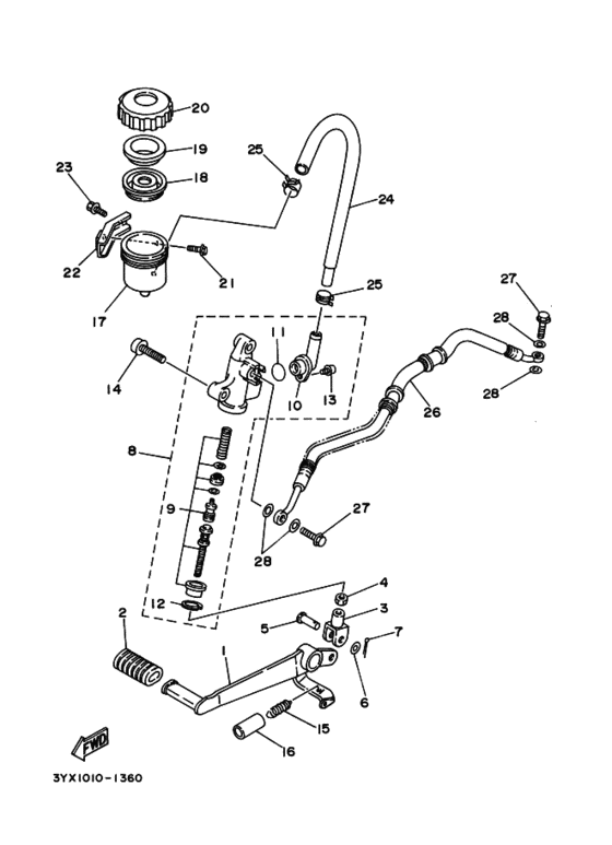 FZX250 Rr master cylinder assy