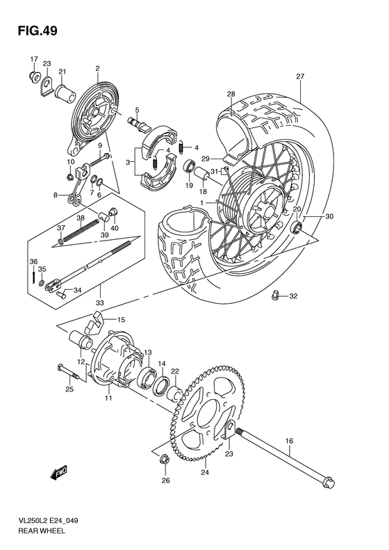 Rear wheel complete assy