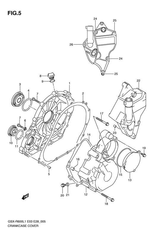 GSX-R600 Crankcase cover ass`y  (v