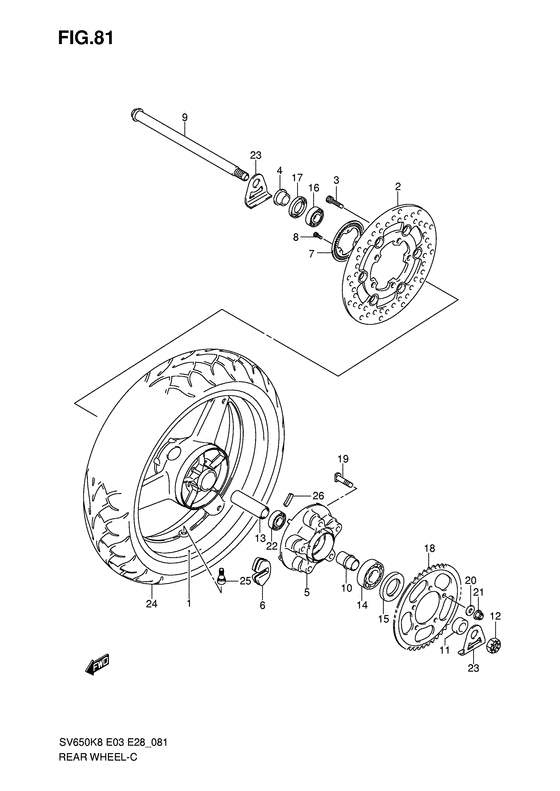 Rear wheel complete assy
