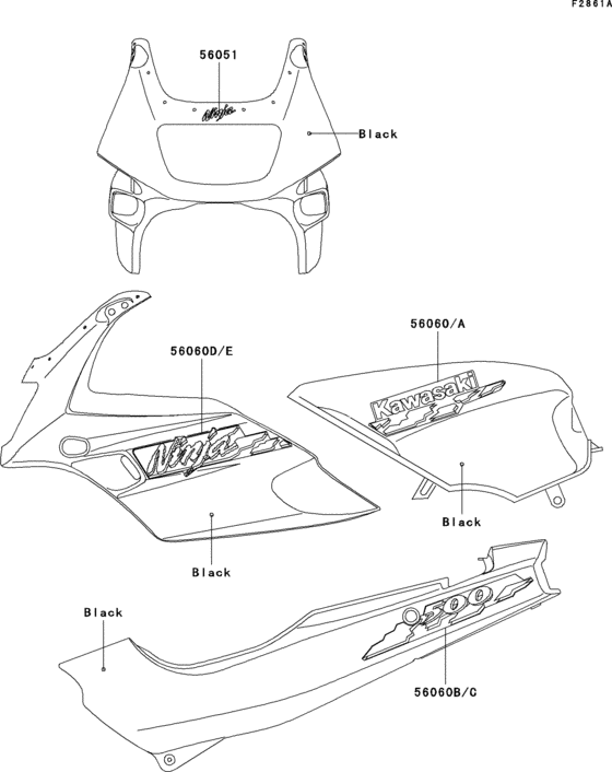 EX500 Decals(black)(ex500-d1)