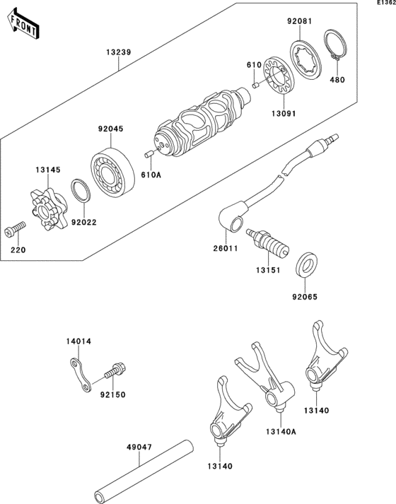 VN800 Валы и вилки переключения передач