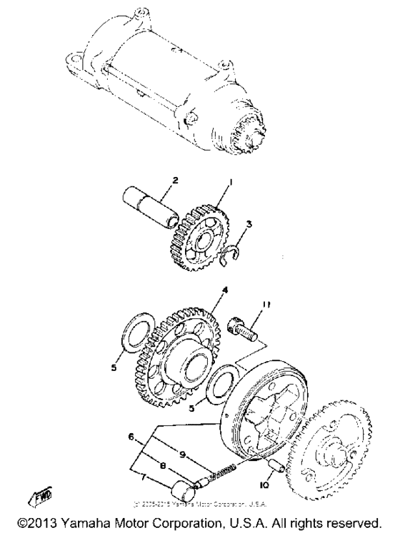 Starting motor unit