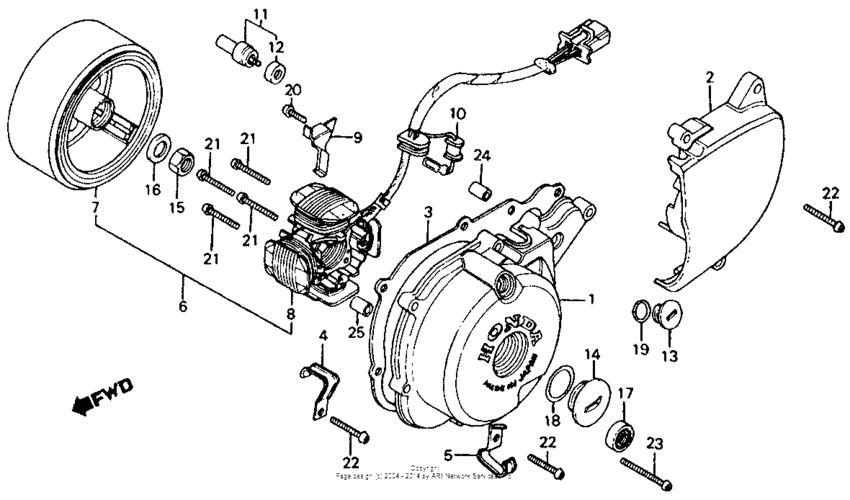 Left crankcase cover + alternator 80