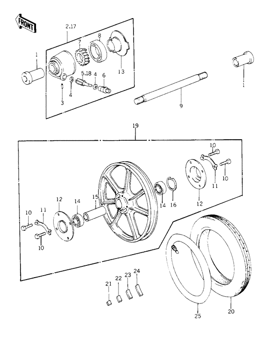 Front wheel/tire/hub