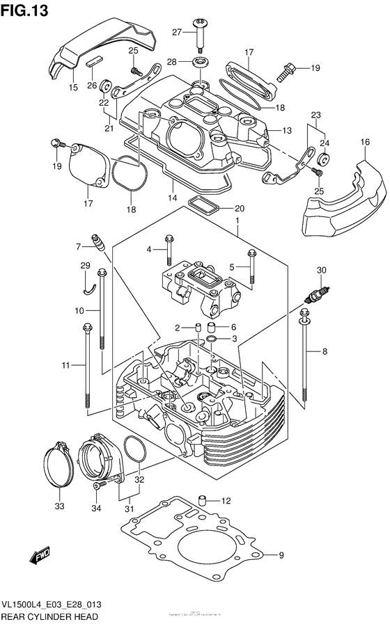 Rear Cylinder Head (Vl1500Bl4 E33)