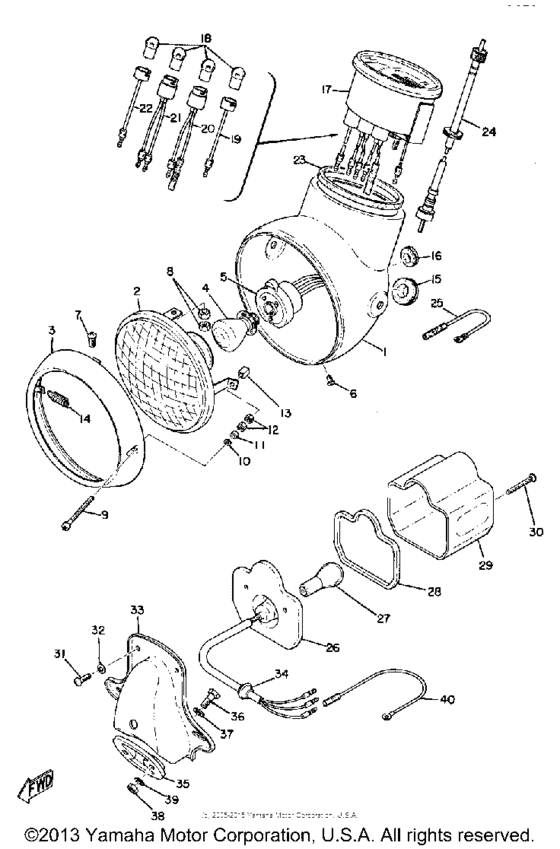 Head lamp, speedometer & tail lamp