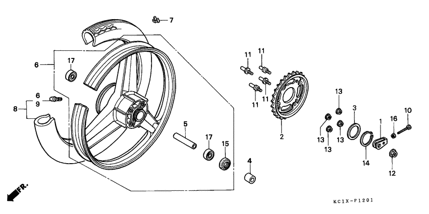 Rear wheel complete assy