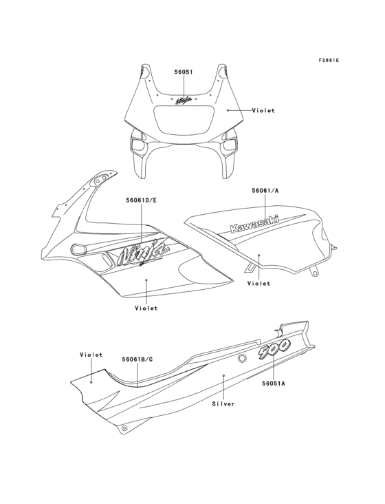 EX500 Decals(violet)(ex500-d3)