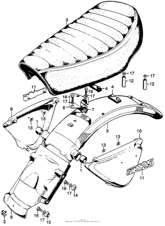 Seat + rear fender + side cover
