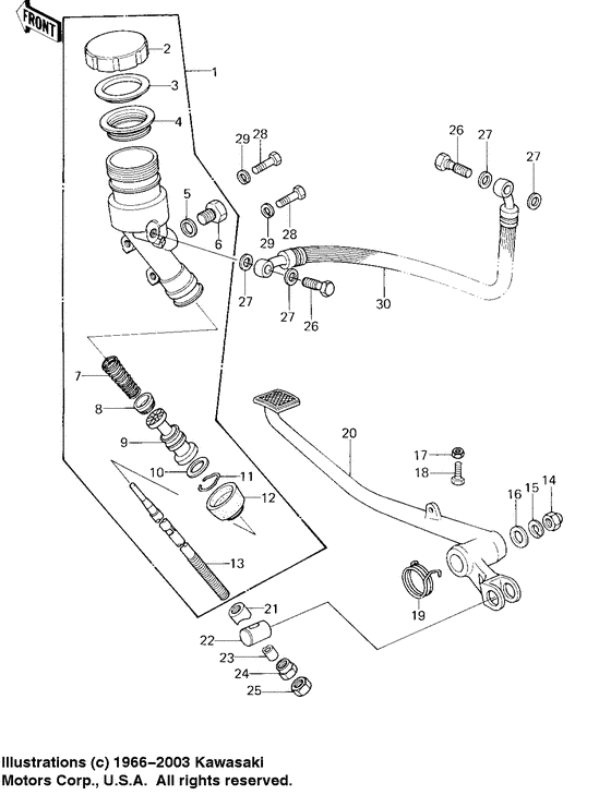 Rear master cylinder/brake pedal