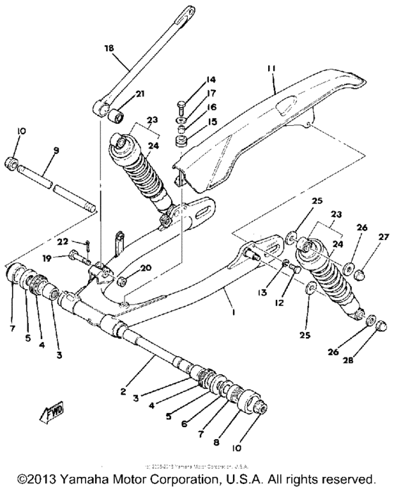 Rear arm - rear cushion - chain case
