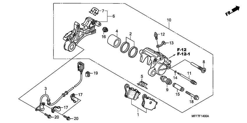 Rear brake caliper/ speed sensor