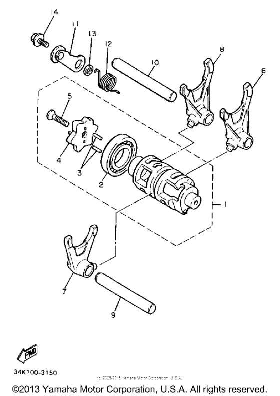 XT600WC (CA ED.) Shift cam - fork