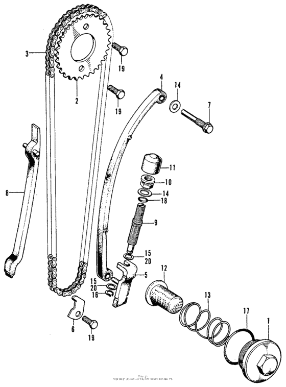 Cam chain tensioner + oil filter screen