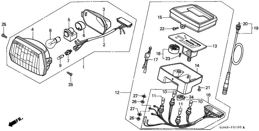 Headlight/speedometer