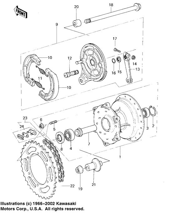 Rear hub/brake/chain