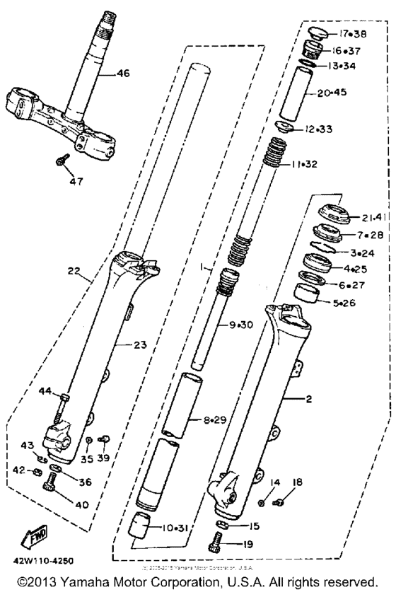 XV700L Передняя вилка
