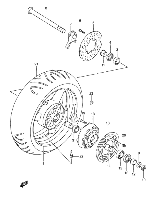 Rear wheel complete assy