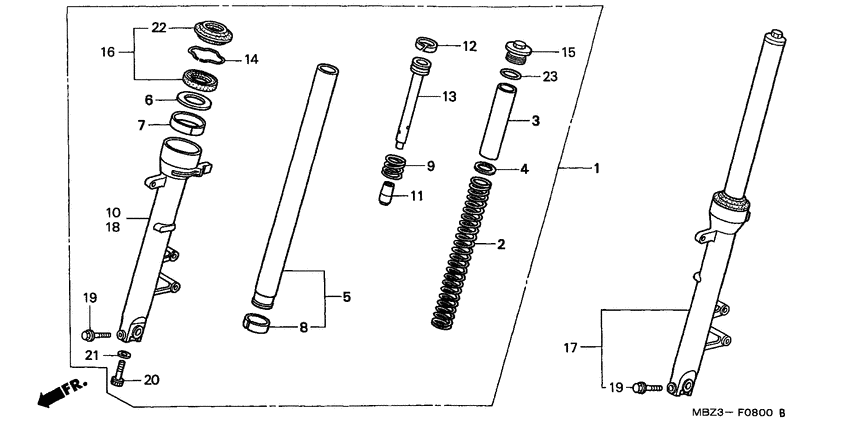 CB600F2Y Вилка передней оси